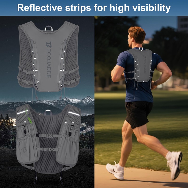 BECOJADDE Running Vest Women 5L Hydration Backpack Lightweight for Mens