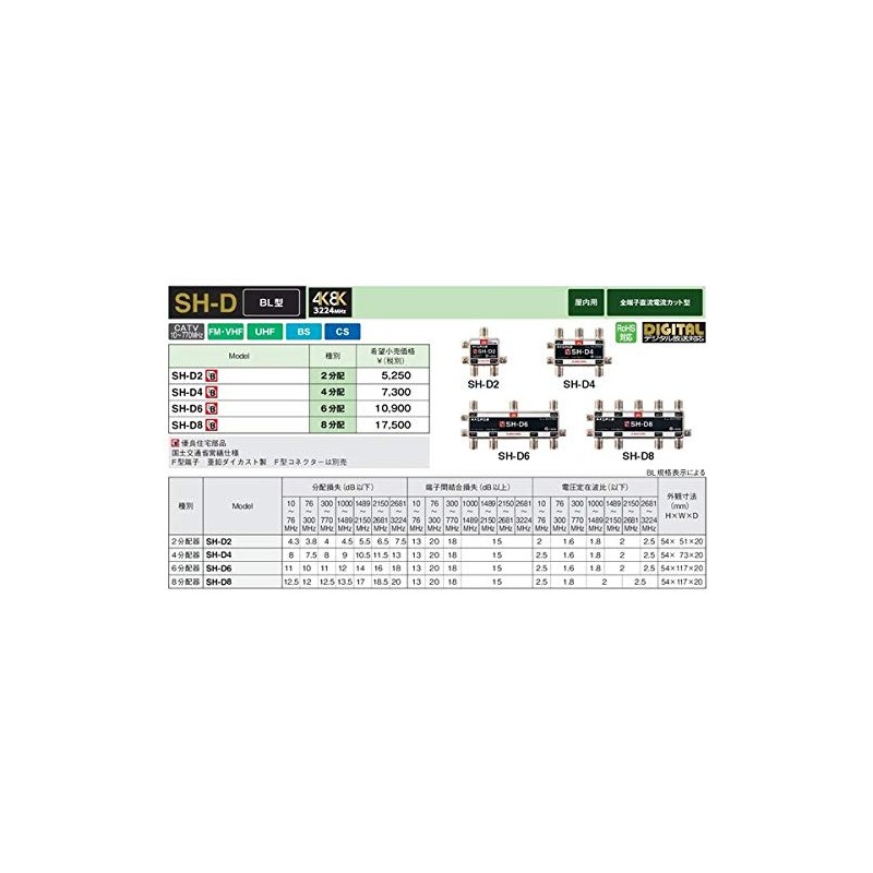Mass Pro SH-D4 4 Divider, BL Type, Indoor Use, Bi-Directional,