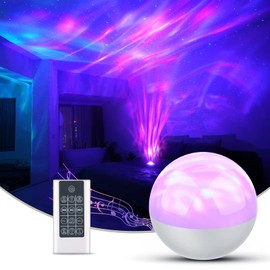 SUPFOO Galaxy Projector for Bedroom, Star Night Light with White Noise & Bluetooth Music, Aurora Remote Control & Timing, Party, Home (White)