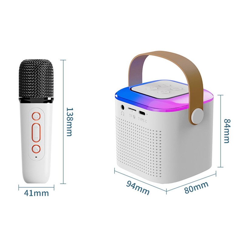 Karaoke Machine, Portable Bluetooth Speaker with Microphones for Adults and