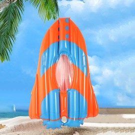 perfeclan Inflatable Airplane Surfboard,Swimming Pool Floating Board Orange with Handles for Beach for Kids Surfing Board Pool Float