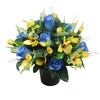 Just Because Flowers Spring Artificial Grave Flower Arrangement with Blue