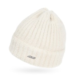 Neverless® Women's Autumn Knitted Beanie Unlined with Envelope Plain, 21154 cream