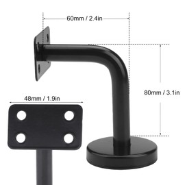 6 Packs 2.4 x 3.2 Inch Handrail Bracket, Heavy Duty Stainless Steel Handrail Brackets Set, Stair Railing Bracket for Staircase, Stairs, Rails, Railings and Home Decor, by GENHAKON.