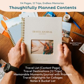 Travel Journal for Women, Men with Prompts – Travel Scrapbook, Diary, Bucketlist, Roadtrip & Adventure Journal, Travel Planner Gift, Undated World Travel Journal, Couples, Teens (Plum)