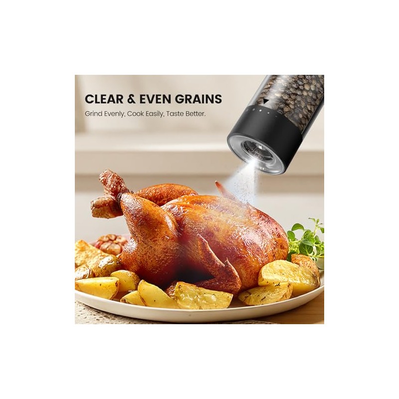 Electric Salt and Pepper Grinder Set - Rechargeable Automatic Salt