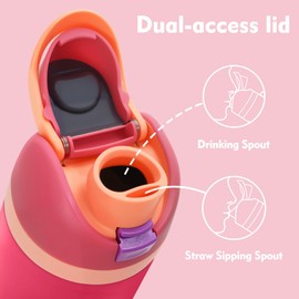 ZAKVOP Thermos Flask with Straw, 710 ml Stainless Steel Drinking Bottle with 2-in-1 Lid, Sports Bottle, BPA-Free, Insulated Bottle for Hot and Cold Drinks Water Bottle