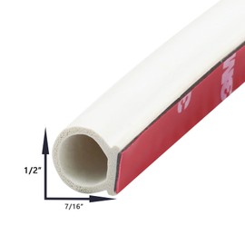 25Ft D-Shape Seal Weather Stripping - 1/2" X 7/16" Car Door Edge Weatherstrip Hollow with Bulb Gasket Self-Adhesive for Automotive/Truck Door Window Soundproof - White