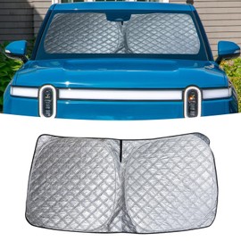 Windshield Sun Shade Compatible with 2022-2025 Rivian R1S / R1T Accessories Foldable Front Window Sun Shield Cover Sun Visor Protector Block UV Rays