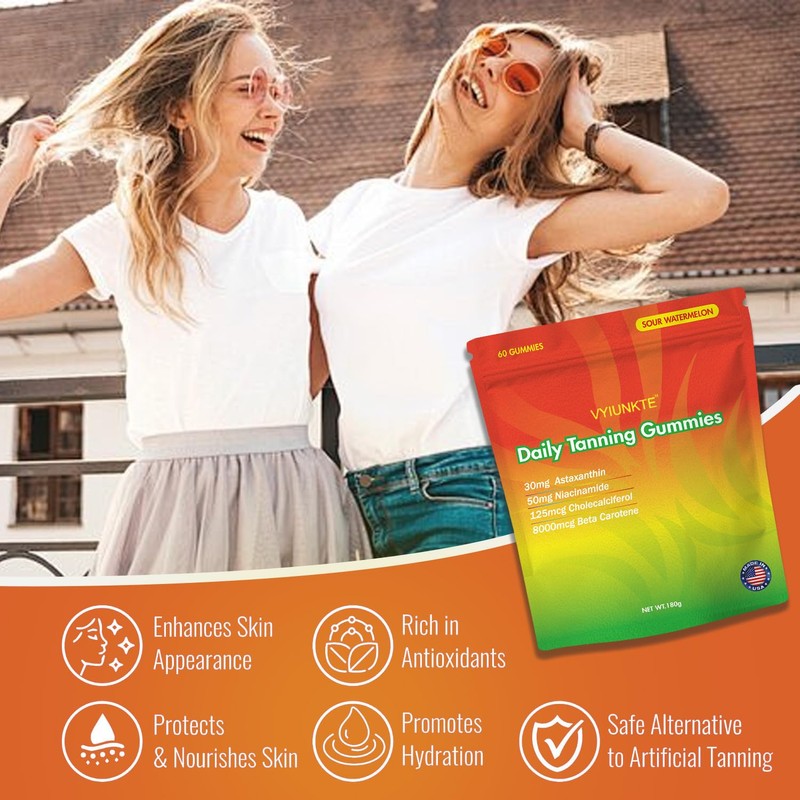 Tanning Gummies, Daily Tanning Gummies for Adults Woman & Mens