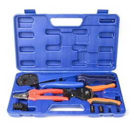 IWISS Solar Crimping Tool Kit for Solar Panel Installation, All in One Solar Tool Set with Solar Crimper, Wire Cutter, Wire Stripper and Solar Connector Spanners