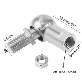 HiPicco Ball Head Joint Rod End Bearing/Ball Socket Universal Joints, 4pcs M5 Left Thread Carbon Steel Angle Ball Joint for Automotive, Hinged Door, Cupboard