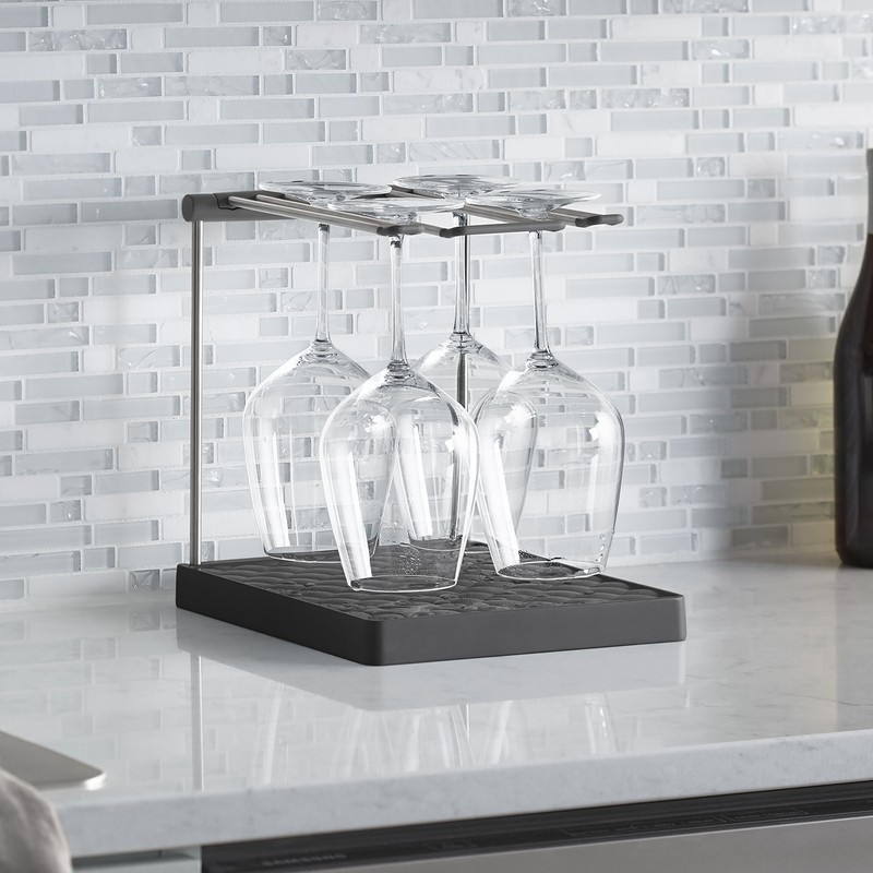 KOHLER K-8628-CHR Wine Glass Drying Rack, Wine Glasses Rack Organizer,