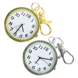 Baluue 2Pcs Rhinestone Embellished Pocket Watch Keychain Clip Stylish Keyring for Durable Design present for Birthdays Holidays