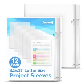 Dunwell Clear Folders for Documents, Plastic 8.5x11 File Sleeves for Document Protection, Filing, Storage, Organization (12 Pack) Transparent Folders with Pockets, Durable Letter Size Document Holder