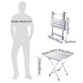 Lightweight Aluminum Folding Camping Table with Height 23.6 in