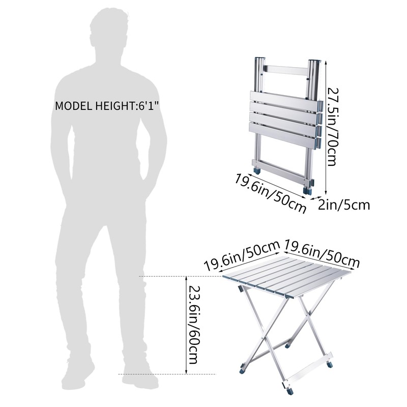 Lightweight Aluminum Folding Camping Table with Height 23.6 in