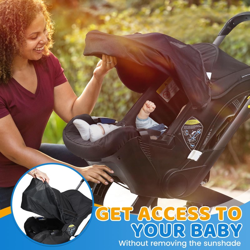 Orzbow Stroller Sun Shade Cover, Removable Stroller Shade Extender with