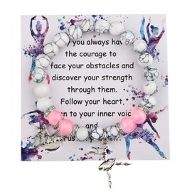 MAOFAED Dancing Gift Dancer Bracelet I Love Dance Ballet Gift Ballerina Gift Gemstone Bead Healing Bracelet for Her (Trust Dance Bead)