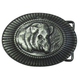 BELTINGER Wild Boar Belt Buckle, 4.0 cm, Buckle Interchangeable Buckle, Belt Buckle, 40 mm, Solid, for Hunting Outfit, silver