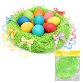 30g Easter Green Grass, Easter Fake Grass, Easters Basket Grasses, Craft Easters Bunny Egg Hunt Bonnet Hat, Eastertide Decorations, for Eastertide Basket Gift Packaging Filling Party Decor Supplies