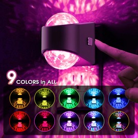 Night Lights Plug into Wall, Star Projector for Bedroom, Night Light Projector for Kids, 9-Color RGB Galaxy Nightlight with Dusk to Dawn Sensor for Bathroom, Home Gaming Room Decor Gifts