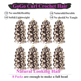 10 Inch Pre Looped Crochet Hair for Black Women Girls&Kids-8 Packs Gogo Curl/Beach Curl/Ocean/Water/Deep Wave Synthetic Hair Tangle-Free Full&Natural Look Long-Lasting for Daily Wear(P33/613)