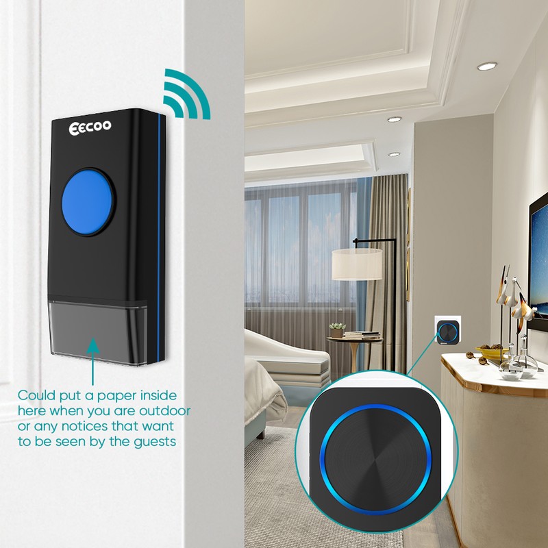 Wireless Doorbell, EECOO Wireless Bell Waterproof Set, Wireless Doorbell, 58
