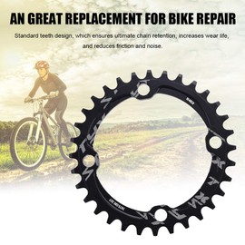 Round Bicycle Chainring 32/34/36/38T BCD 104 Aluminium Alloy Single Crank Chainring for Road Bike Mountain Bike BMX MTB (32T-Black)