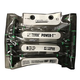 EKLIND 68988 Power-T Handle TORX star Key - 8pc set T8-T40 (9In shaft)