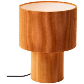 Lightbox Table Lamp, Diameter 23 cm, Retro Lamp in Vintage Cord Fabric in Orange/Yellow/Turmeric, 70s Table Lamp with E27 Socket, Small Decorative Lamp for Living Room (Wired)