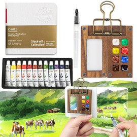 5 PCS Mini Watercolour Paint Set Travel, 8 Grids Pocket Watercolour Set