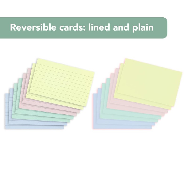 SUMMIT Flash Cards, Lined Revision Cards, Pastel Assorted, 7.5 x