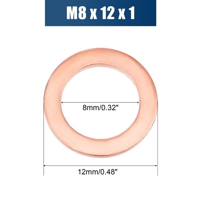 sourcing map 30 Pcs Metric M8 x 12mm x 1mm