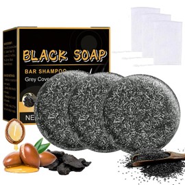 TPTAL Gray Hair Reverse Bar,Black Soap for Gray Hair Coverage,Natural Hair Darkening Shampoo Bar,Fast Natural Black Hairs Shampoo BarSoap,Deep Clean & Scalp Care for Men Women(3Pcs)