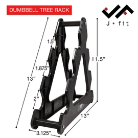 JFIT Dumbbell Tree Rack, Black - Holds up to 40 lbs of Dumbbells, NO Weights