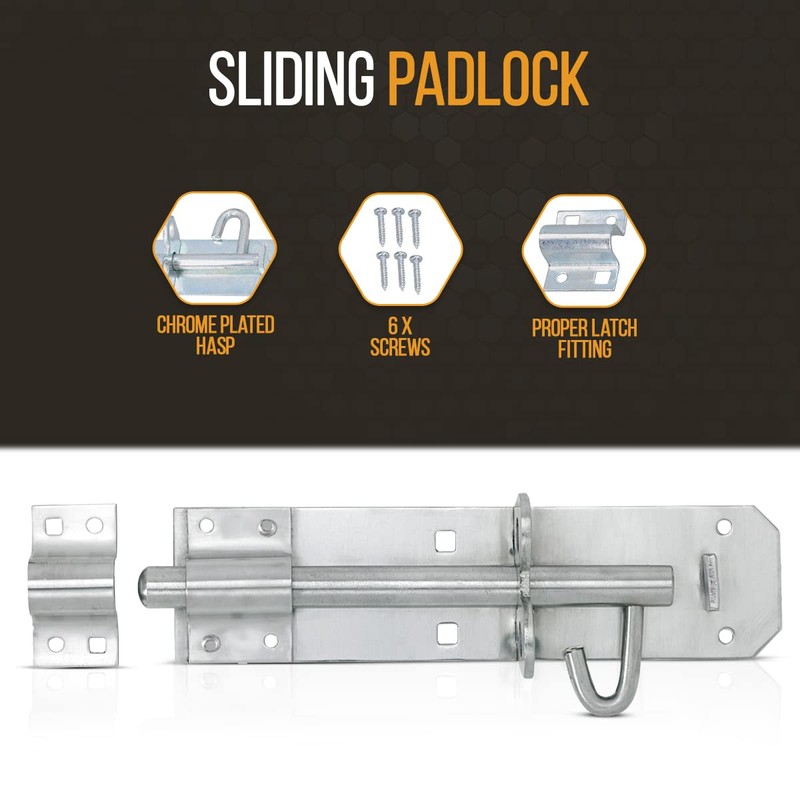 Pack of 2 - Gate Bolt Lock Shed Door Lock