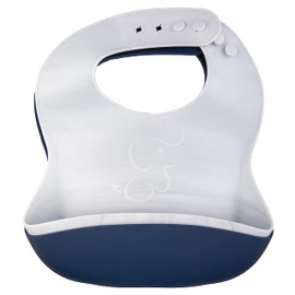 PAPU BABY Baberos de Silicón Suave. Pack de 2 Impermeables para Bebé, baby bibs. (Azul Marino/Blanco Mármol)