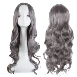 Long Grey Wigs for Women, Grey Curly Wig, Headband Wig Womens Wigs, Synthetic Hair 27’’ Length for Simple Styling Soft Touch Natural Appearance Curly Woman Girls