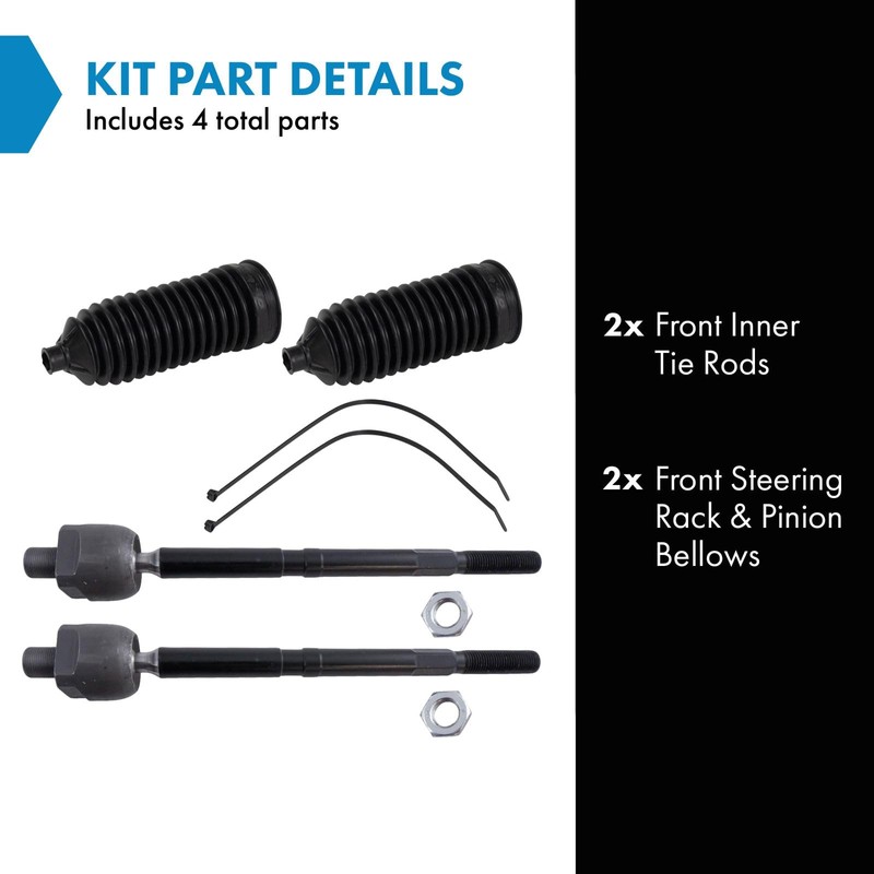 TRQ Front Steering Kit Steering Rack & Pinion Bellow Tie