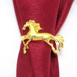 Davifina 12Pcs Horse Napkin Rings Gold Metal Animal Napkin Holder Rings Unique Western Decoration Buckles for Wedding Baby Shower Birthday Holiday Family Gathering Banquet Dinner Party Table Setting
