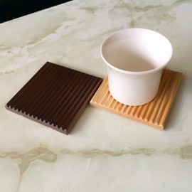 岐阜の山で採れたコースター ４枚組 ブラウン 95×95×9mm km-17B