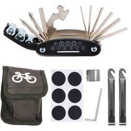 Fahrrad Multifunktionswerkzeug, 16 in 1 Fahrrad Multitool, Faltbares Fahrrad Werkzeugset Unterwegs, Fahrradwerkzeug für Unterwegs, Fahrräder Reparatur Werkzeug Set (schwarz-1)