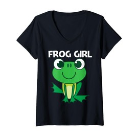 Womens Cute Frog Design For Girls Mom Forest Zoo Pet Animal Catcher V-Neck T-Shirt