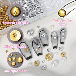 Lifextol 10000pc Nail Charms and Gems Junk Case Charms Rhinestones Nails Pearls 3D Charms Jewels for Fingernail Art, Gold Nail Rhinestones Set Fingernail Charms Y2K Acrylic Press on Nails Charm Kit