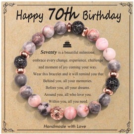 OAVOOK 70 Year Old Birthday Gifts for Women Meaningful 70th Birthday Gifts Bead Bracelet for Mom, Wife, Grandma, Friends, Sister