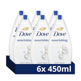 Dove Nourishing Body Wash Soft Smooth Creamy Gentle Skin Cleanser Pack 6 x 450ml