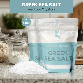 Kasandrinos Greek Sea Salt - Medium Crystals, All purpose seasoning and spices for cooking, perfect for salads, dressings, meat, chicken, and vegetables. Complete Greek seasoning blend, 283 g / 10 oz Pack of 2