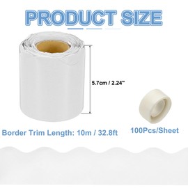 PATIKIL Bulletin Board Borders, 32.8ft White Border for Bulletin Board with Clear Sticky Dots Scalloped Trim for Office Party Classroom Decorations