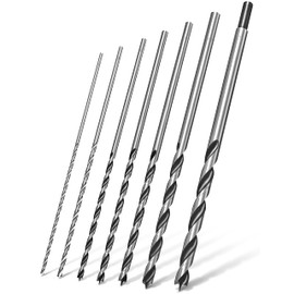 Pinava® Wood Drill Bit Set Long [Stable & Sharp] - 7 Shatterproof Auger Drill Bits - Wood, Precise & Centred - Spiral Drill Bit 30 cm, Extra Long Drill Bits - Diameter 4, 5, 6, 7, 8, 10, 12 x 300 mm